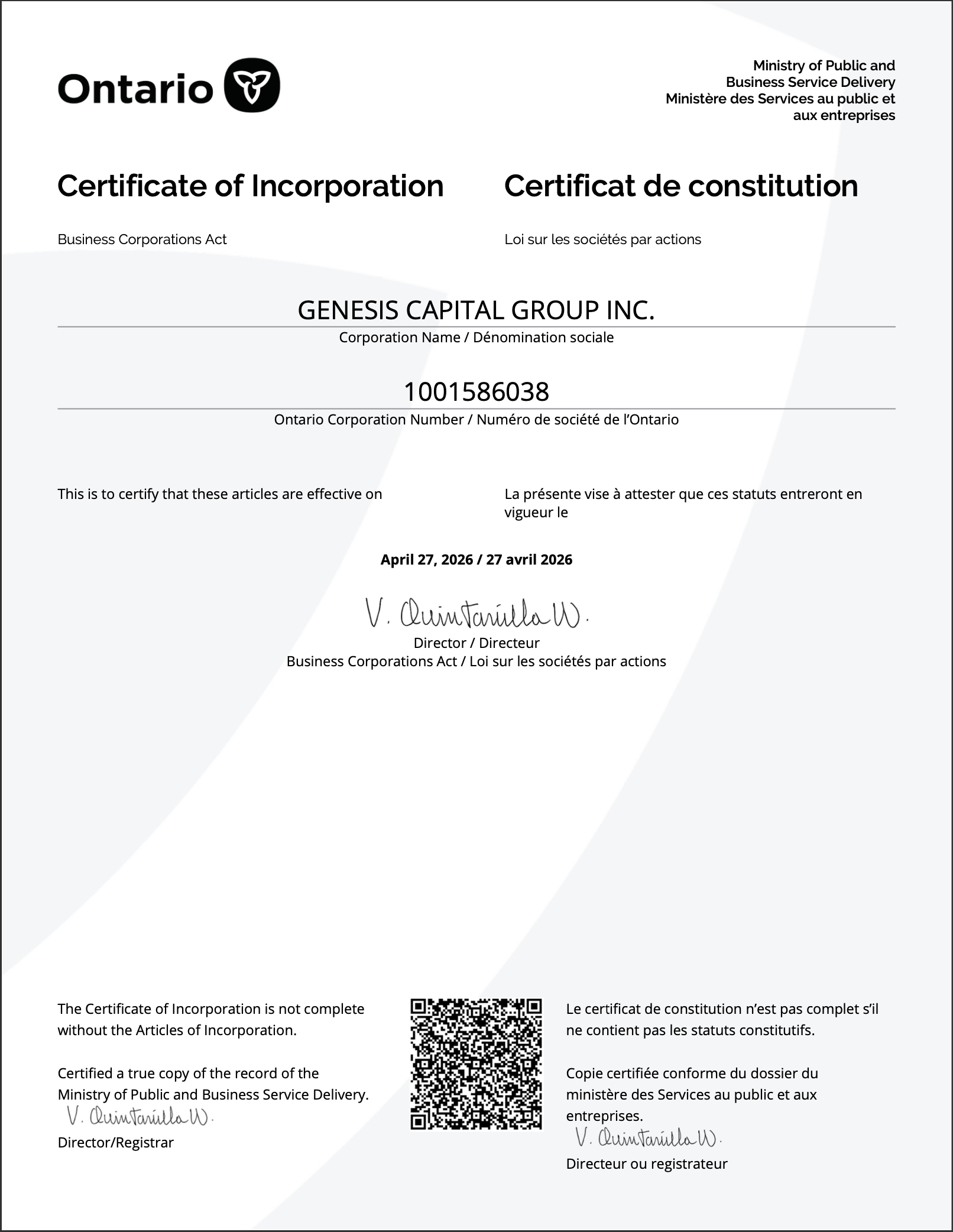 Certificate of Incorporation